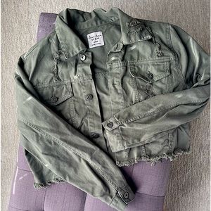 Olive green cropped jacket